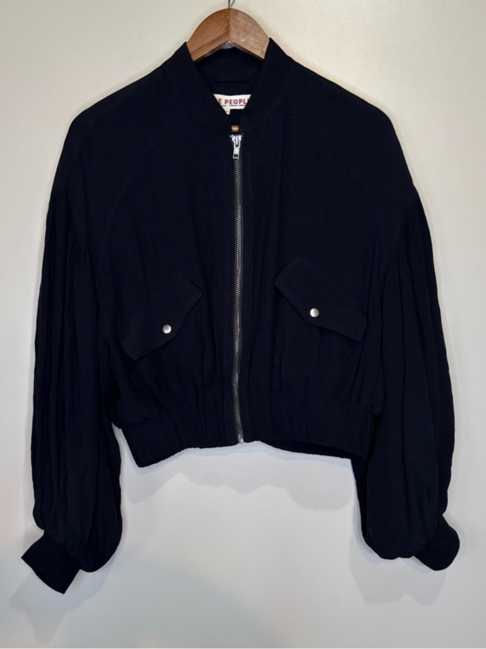 Free People On Pointe Zip Up Bomber Jacket Size M - Picture 6 of 7